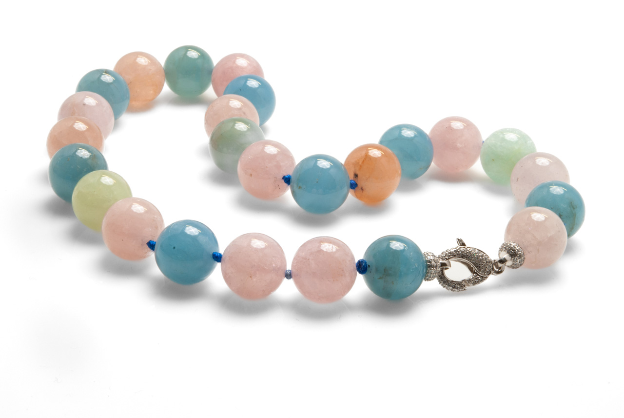 Collana con Berilli multicolore echiusura in argento 925 con gemme di zirconia cubica