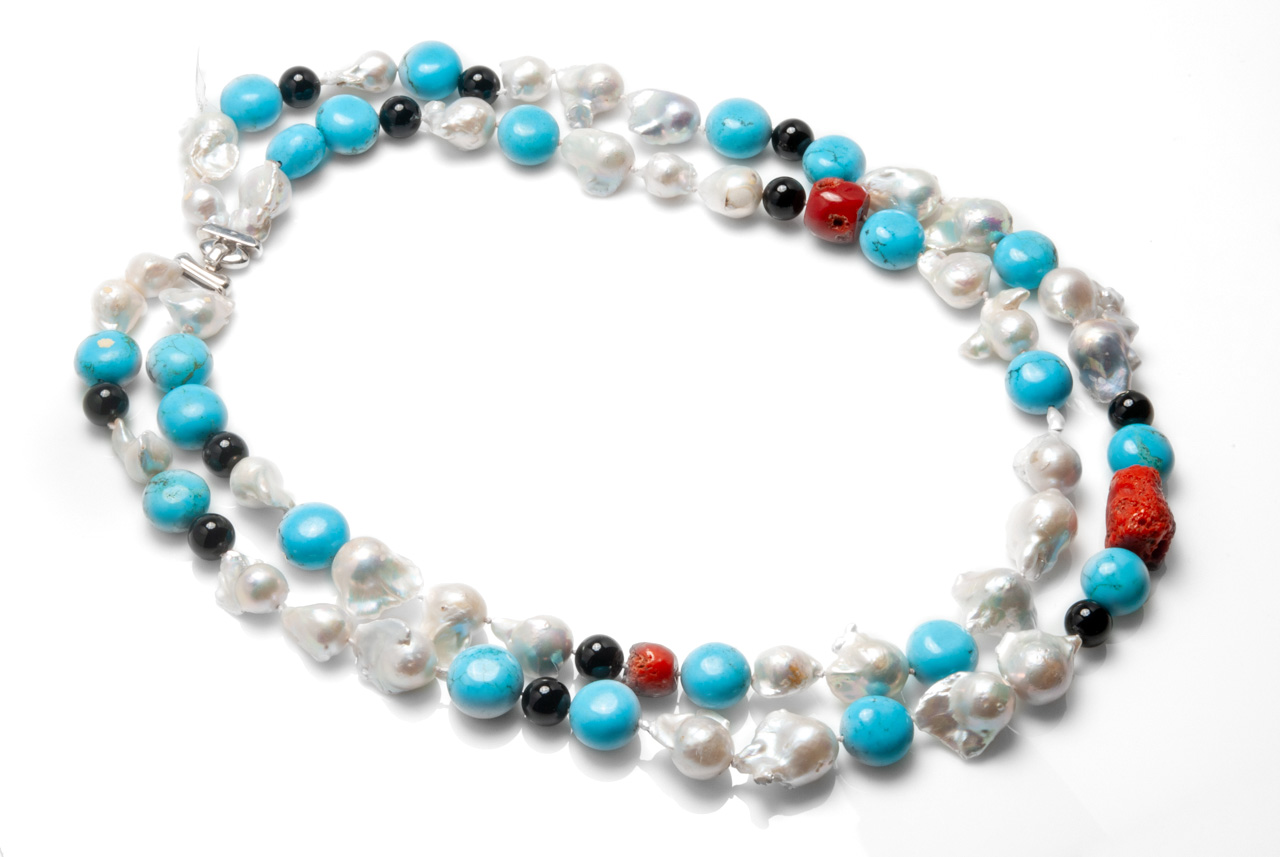 Collana in Rodocrosite e chiusura in argento 925 con gemme di zirconia cubica