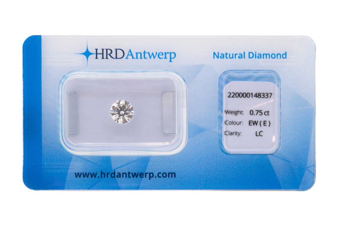 Diamante taglio brillante HRD ct 0.75 E IF/LC