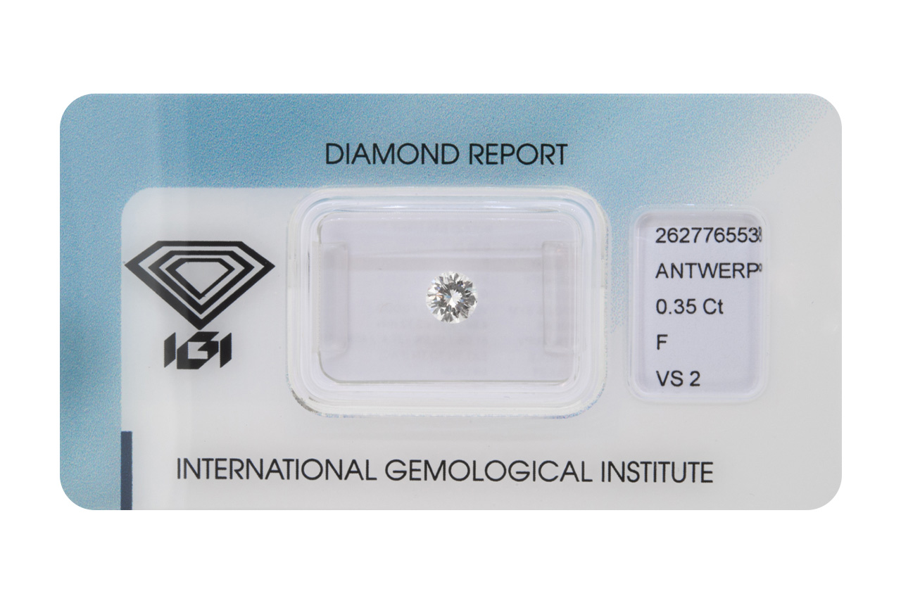 Diamante taglio brillante IGI ct 0.35 F VS2