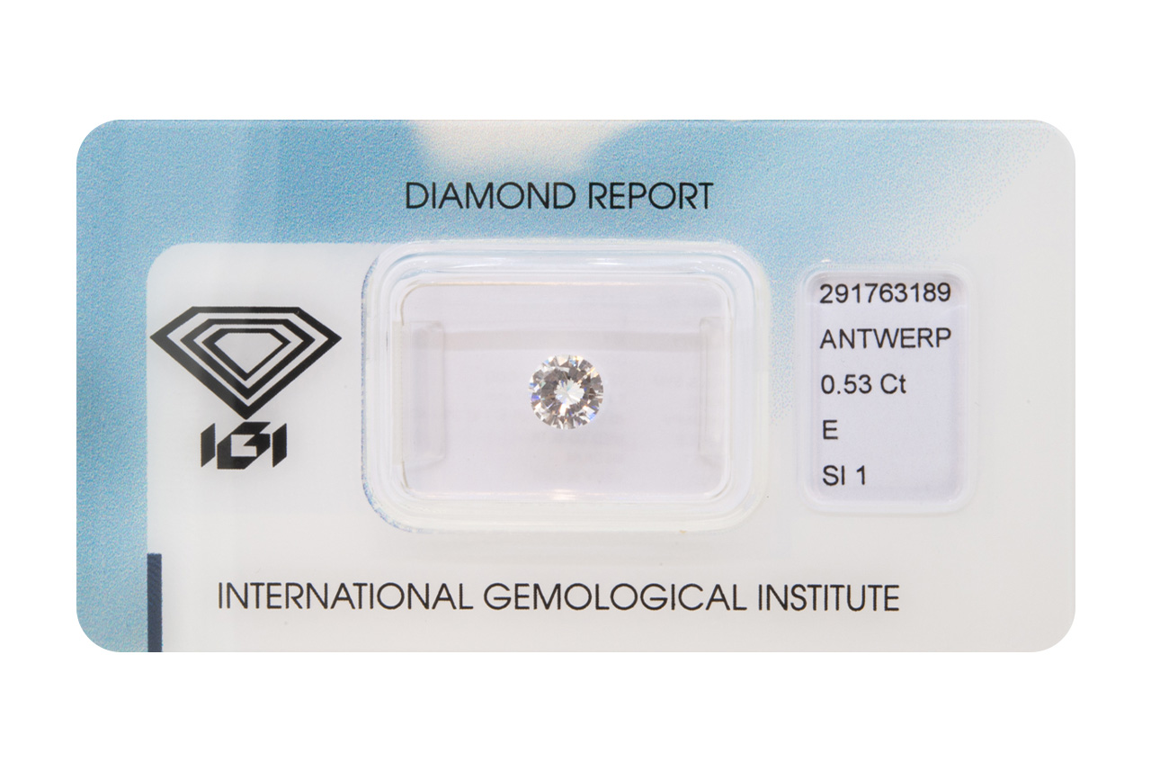 Diamante taglio brillante IGI ct 0.53 E SI1