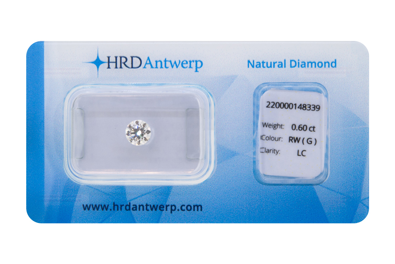 Diamante taglio brillante HRD ct 0.60.G IF/LC