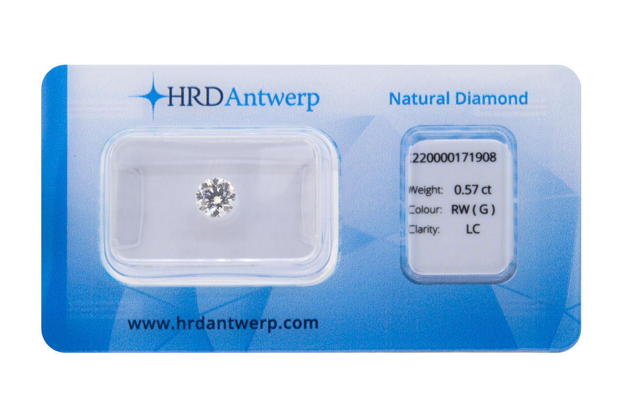 Diamante taglio brillante HRD ct 0.57.G IF/LC