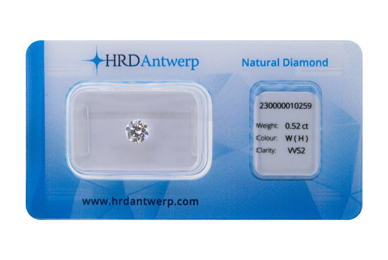 Diamante taglio brillante HRD ct 0.52 H VVS2