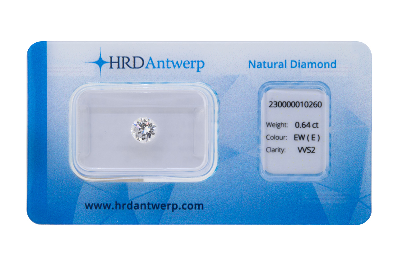 Diamante taglio brillante HRD ct 0.64 E VVS2