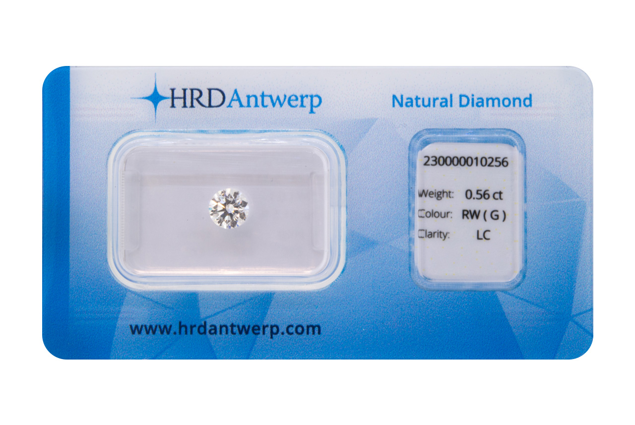 Diamante taglio brillante HRD ct 0.56 G IF/LC