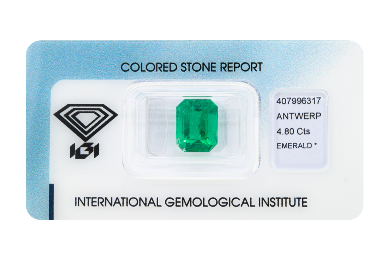 Smeraldo naturale IGI ct 4.80 Colombia