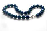 Collana in Crisocolla e chiusura in argento 925 con gemme di zirconia cubica