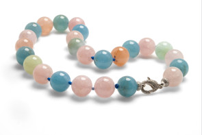 Collana con Berilli multicolore echiusura in argento 925 con gemme di zirconia cubica
