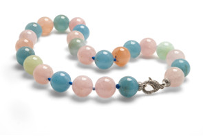 Collana con Berilli multicolore echiusura in argento 925 con gemme di zirconia cubica