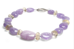 Collana in Kunzite e Citrino naturali con chiusura in argento 925