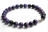 Collana in Charoite russa e chiusura in argento 925 con gemme di zirconia cubica