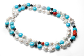 Collana in Rodocrosite e chiusura in argento 925 con gemme di zirconia cubica