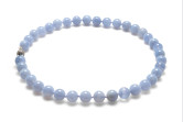 Collana girocollo in Calcedonio lilla e chiusura in argento 925 con gemme di zirconia cubica