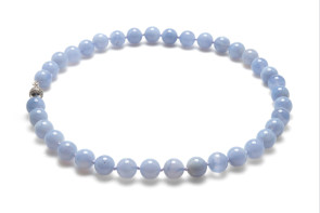 Collana girocollo in Calcedonio lilla e chiusura in argento 925 con gemme di zirconia cubica