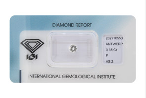 Diamante taglio brillante IGI ct 0.35 F VS2