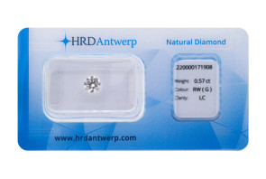 Diamante taglio brillante HRD ct 0.57.G IF/LC