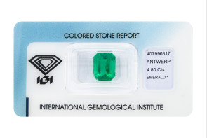 Smeraldo naturale IGI ct 4.80 Colombia