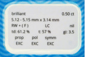 Diamante taglio brillante HRD ct 0.50 F IF/LC