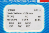Diamante taglio brillante HRD ct 0.61 H IF/LC 