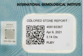 Rubino naturale IGI ct 3.14