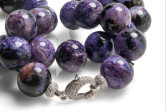 Collana in Charoite russa e chiusura in argento 925 con gemme di zirconia cubica