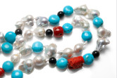 Collana in Rodocrosite e chiusura in argento 925 con gemme di zirconia cubica
